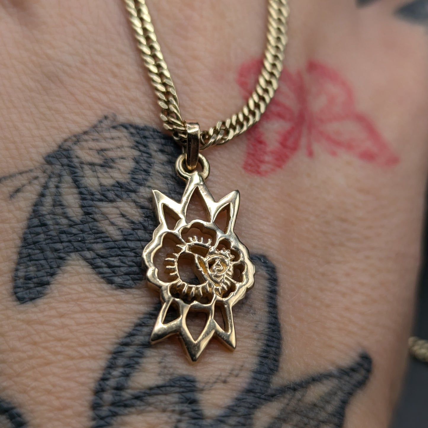 Tattoo Rose Pendant