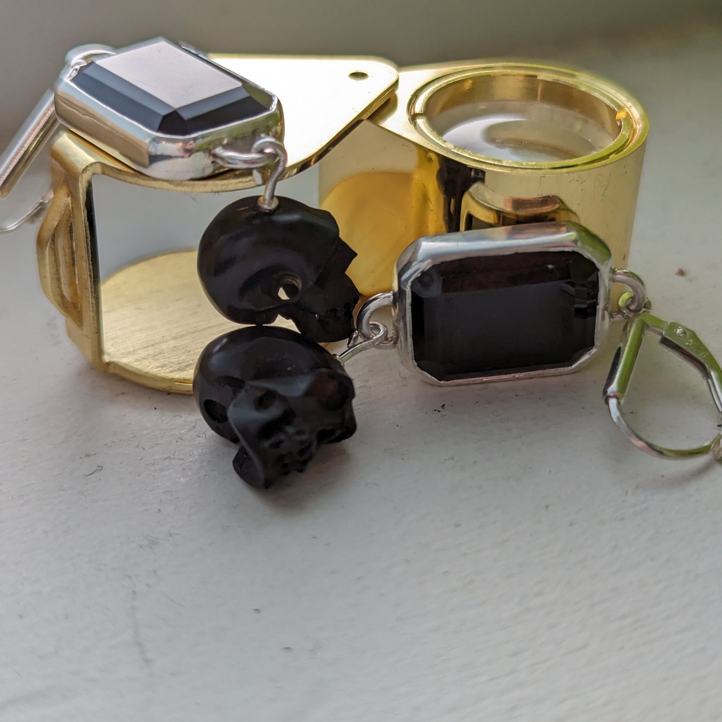 Onyx & Jet Skull Earrings