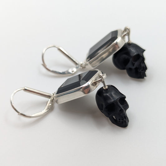 Onyx & Jet Skull Earrings
